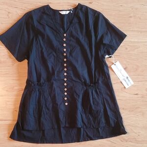 Punch Black Button-Down Short Sleeve Top